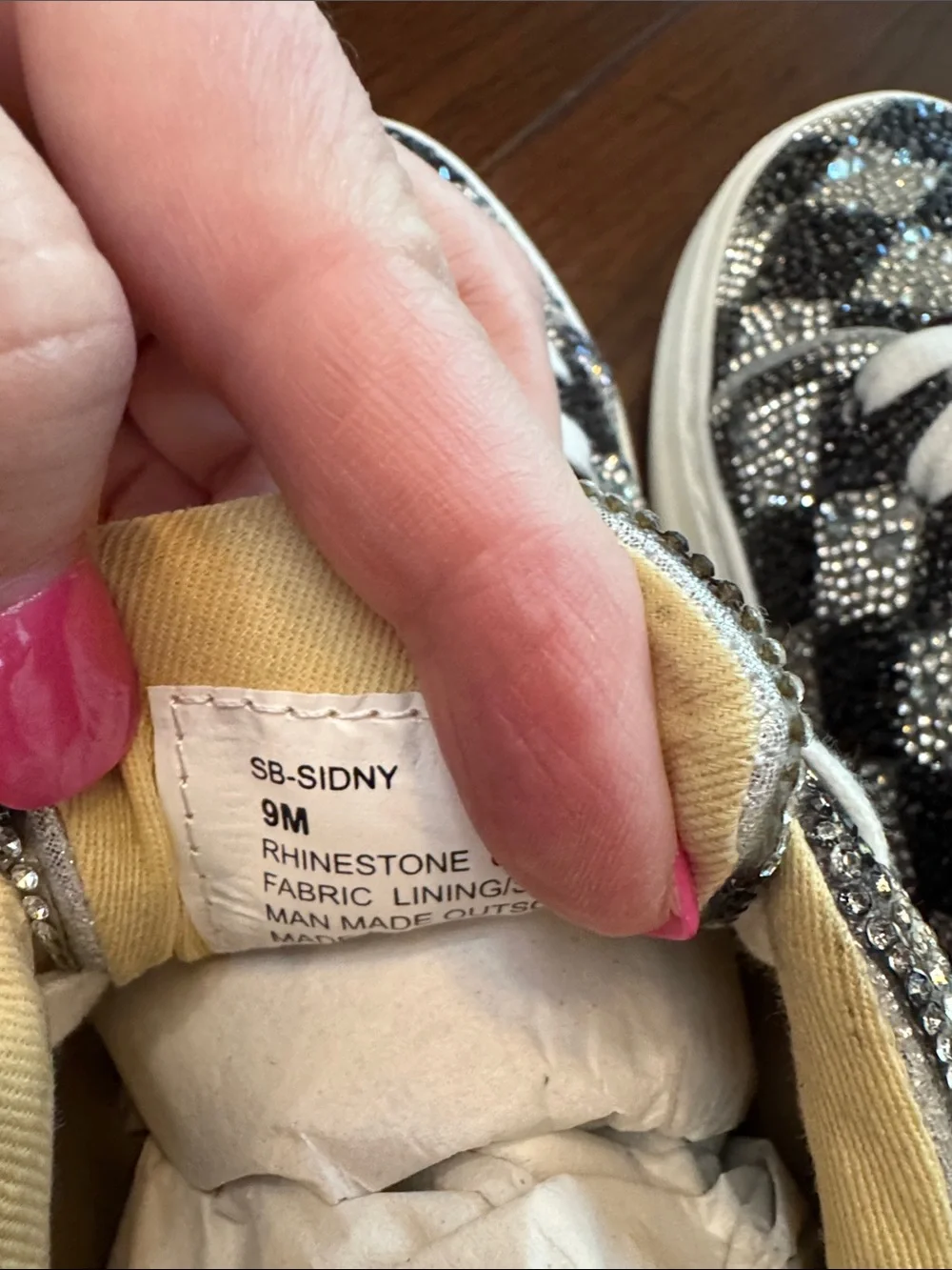 Betsey Johnson Black & Silver Crystal Checkerboard Sneakers